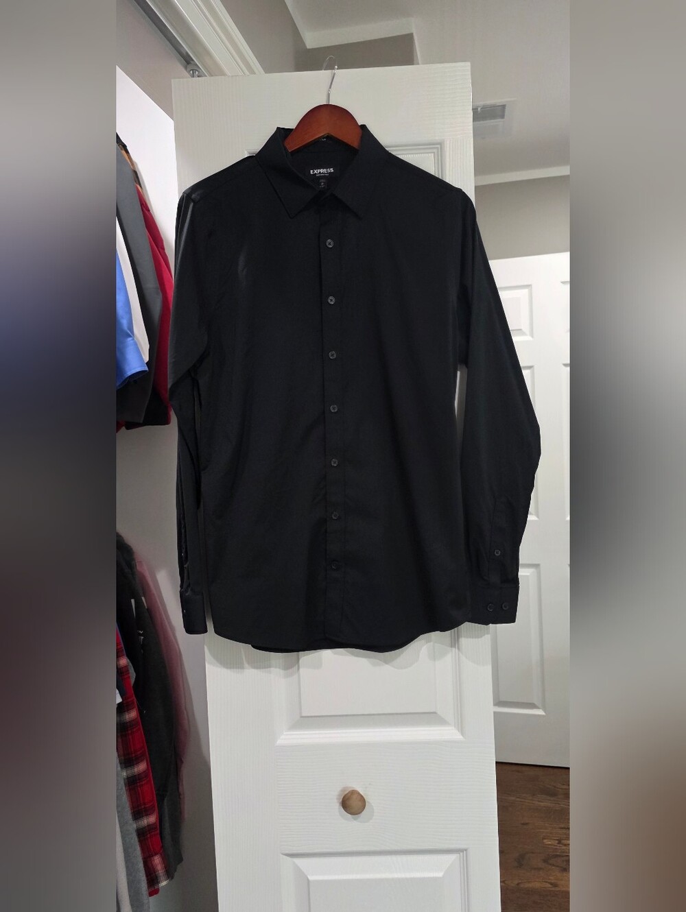 Express Men's Black Long-Sleeve Dress Shirt